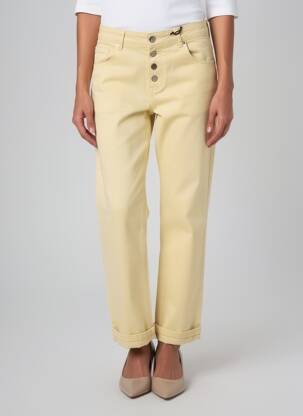 Pantalon drept talie elastică mărime normală galben ALMANEGRA femeie