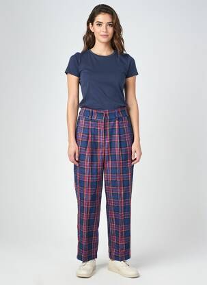 Pantalon drept talie elastică mărime normală albastru ANGELA DAVIS femeie