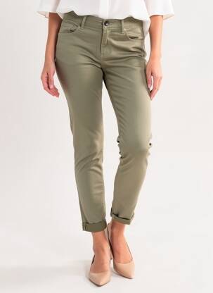 Pantalon slim elasticitate mărime normală verde ALMANEGRA femeie