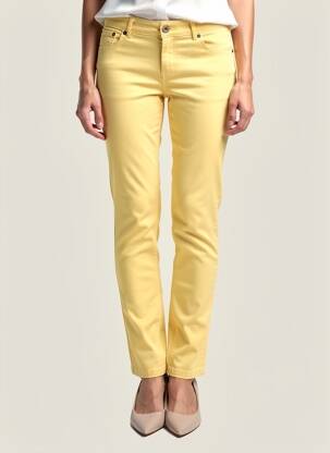 Pantalon slim elasticitate mărime normală galben ALMANEGRA femeie