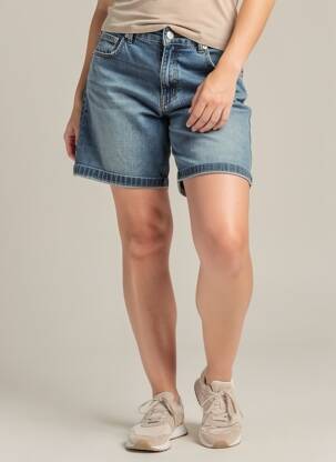 Șort țesătură denim mărime normală albastru ALMANEGRA femeie
