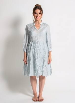 Rochie midi croială fluidă mâneci lungi albastru ANGELA DAVIS femeie