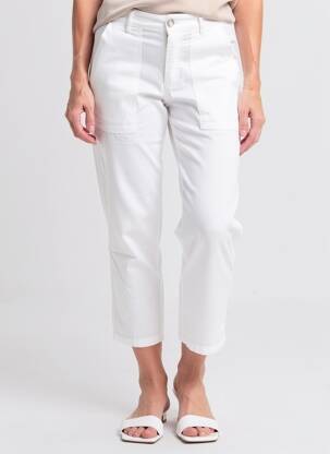 Pantalon 7/8 talie înaltă talie înaltă alb ALMANEGRA femeie