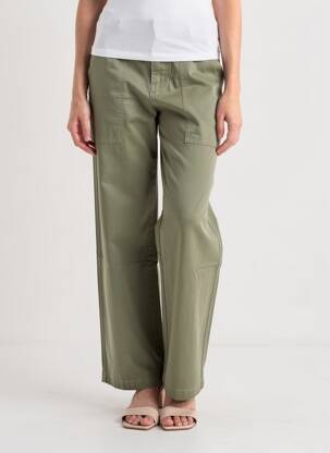 Pantalon drept elasticitate talie înaltă verde ALMANEGRA femeie