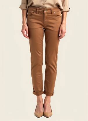 Pantalon slim talie elastică mărime normală maro ALMANEGRA femeie