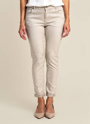 Pantalon slim talie elastică mărime normală bej MARYLEY femeie