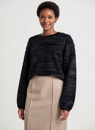 Pulover croială dreaptă mâneci lungi negru YAYA femeie