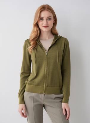 Jachete casual închidere cu fermoar pe față verde IKKS femeie