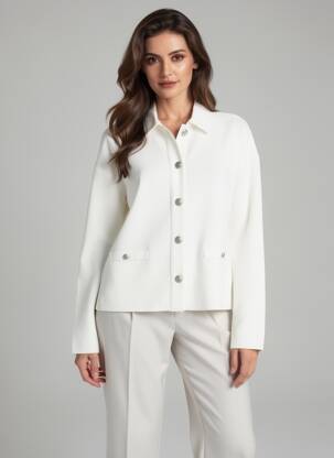 Jachete elegante buzunare false alb IKKS femeie