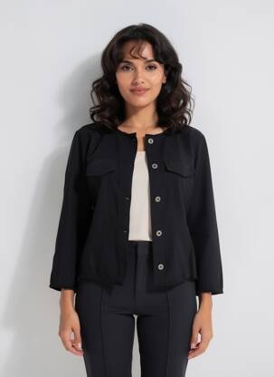 Jachete casual guler rotund negru MALOKA femeie