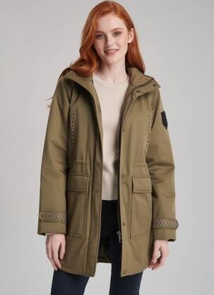 Parka mâneci lungi cu glugă verde IKKS femeie