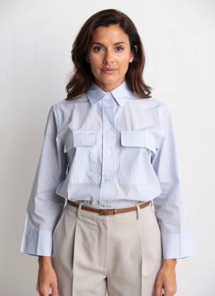 Cămașă țesătură poplin mâneci lungi albastru YAYA femeie