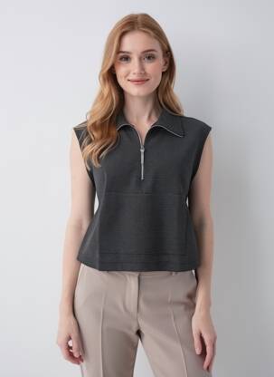 Top elasticitate fără mâneci negru I.CODE (By IKKS) femeie