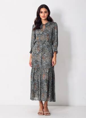 Rochie lungă mâneci lungi mâneci lungi albastru IKKS femeie