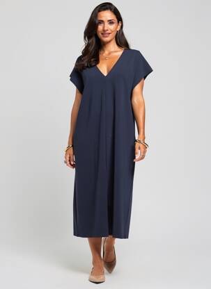Rochie midi mâneci scurte mâneci scurte albastru YAYA femeie