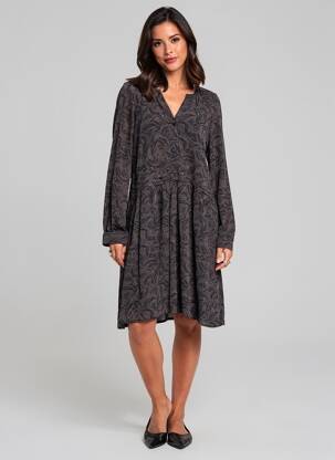 Rochie midi imprimeu floral mâneci lungi gri YAYA femeie