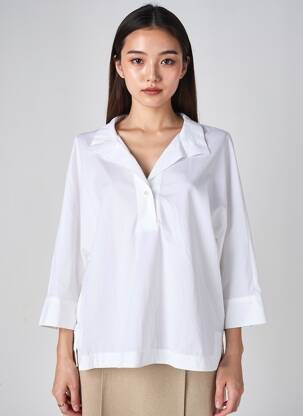Bluză țesătură poplin mâneci 3/4 alb YAYA femeie