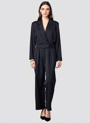 Salopetă-pantalon închidere cu nasturi pe față mâneci lungi albastru YAYA femeie