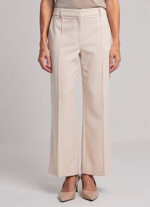 Pantalon drept țesătură crep talie înaltă bej YAYA femeie