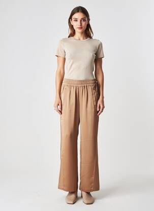 Pantalon drept talie elastică mărime normală maro YAYA femeie