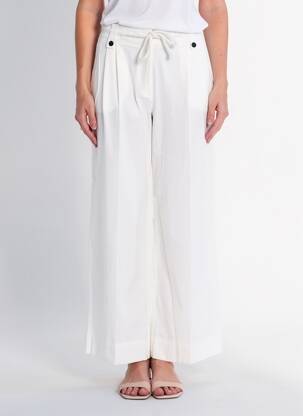 Pantalon larg țesătură poplin mărime normală alb YAYA femeie