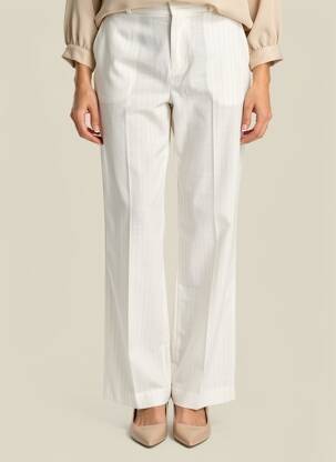 Pantalon drept talie cu cleme talie înaltă alb IKKS femeie