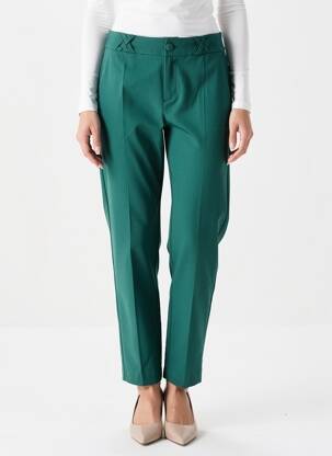 Pantalon chino închidere cu fermoar sub clapetă cu nasturi mărime normală verde I.CODE (By IKKS) femeie