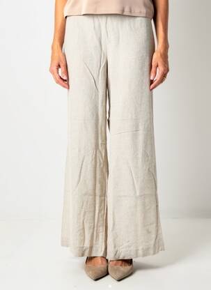 Pantalon larg țesătură crep mărime normală bej DOLCEZZA femeie