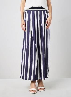 Pantalon larg țesătură poplin mărime normală albastru VILAGALLO femeie