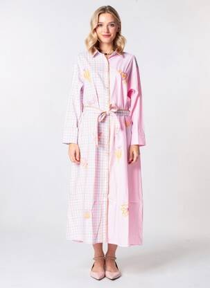 Rochie lungă mâneci lungi mâneci lungi roz INSPIRATION STUDIO femeie