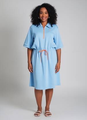 Rochie midi mâneci scurte mâneci scurte albastru K-DESIGN femeie