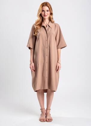 Rochie midi mâneci scurte mâneci scurte maro YAYA femeie