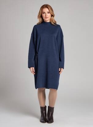 Rochie pulover croială dreaptă mâneci lungi albastru YAYA femeie