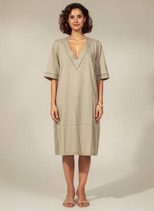 Rochie midi mâneci scurte mâneci scurte verde YAYA femeie