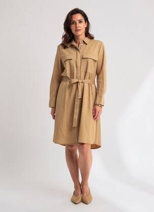 Rochie midi mâneci lungi mâneci lungi maro YAYA femeie
