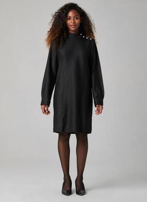 Rochie midi mâneci lungi mâneci lungi negru I.CODE (By IKKS) femeie