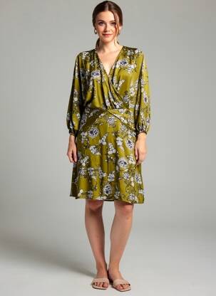 Rochie midi mâneci 3/4 mâneci 3/4 verde IKKS femeie