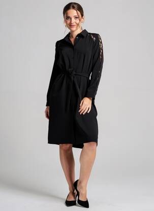 Rochie midi mâneci lungi mâneci lungi negru IKKS femeie