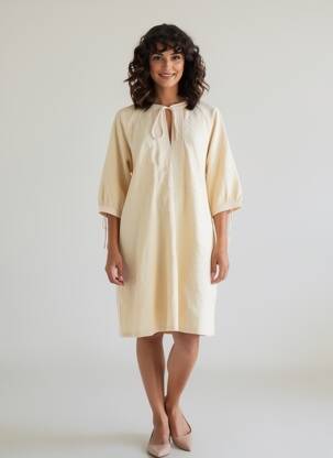 Rochie midi mâneci 3/4 mâneci 3/4 bej YAYA femeie