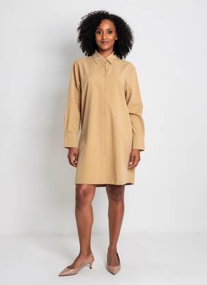 Rochie scurtă mâneci lungi mâneci lungi maro YAYA femeie