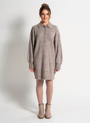 Rochie pulover croială dreaptă mâneci lungi gri YAYA femeie