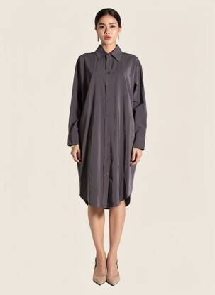 Rochie midi mâneci lungi mâneci lungi gri YAYA femeie