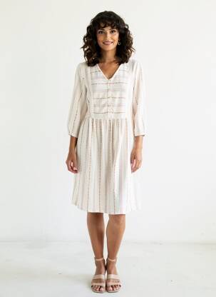 Rochie midi mâneci 3/4 mâneci 3/4 alb MD'M femeie