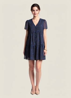 Rochie scurtă mâneci scurte mâneci scurte albastru I.CODE (By IKKS) femeie