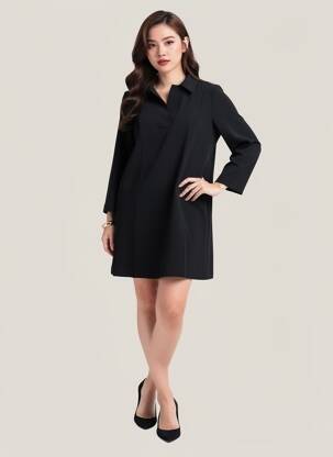 Rochie scurtă mâneci lungi mâneci lungi negru I.CODE (By IKKS) femeie
