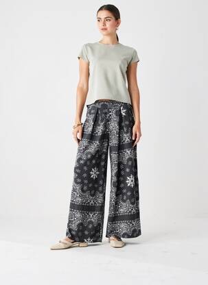 Pantalon drept țesătură crep mărime normală gri GARDEN  femeie