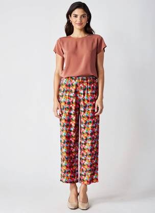 Pantalon drept talie elastică mărime normală roșu AGATHE & LOUISE femeie