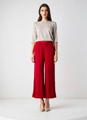 Pantalon larg țesătură crep mărime normală roșu AGATHE & LOUISE femeie