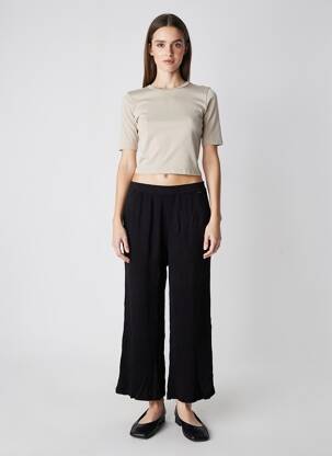 Pantalon larg țesătură crep mărime normală negru AGATHE & LOUISE femeie