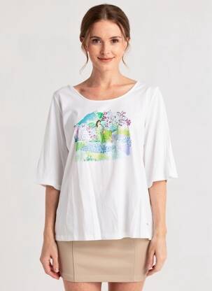 Tricou croială dreaptă mâneci scurte alb AGATHE & LOUISE femeie